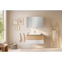 Badezimmer Verona Weiß/Wildeiche 3-Teilig - Wildeiche/Weiß, Trend, Glas/Holzwerkstoff (100/200/47cm) - Held