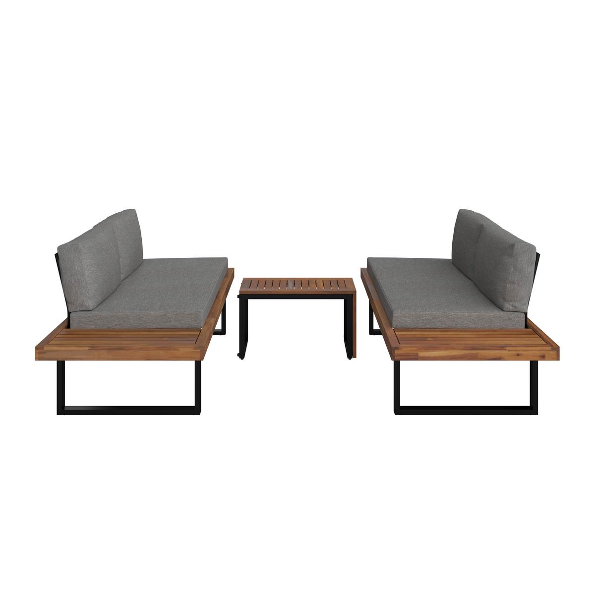 TERASOVÁ SEDACÍ SOUPRAVA ADAM - šedá, Moderní, kov/dřevo (175/71/68cm) - Mömax