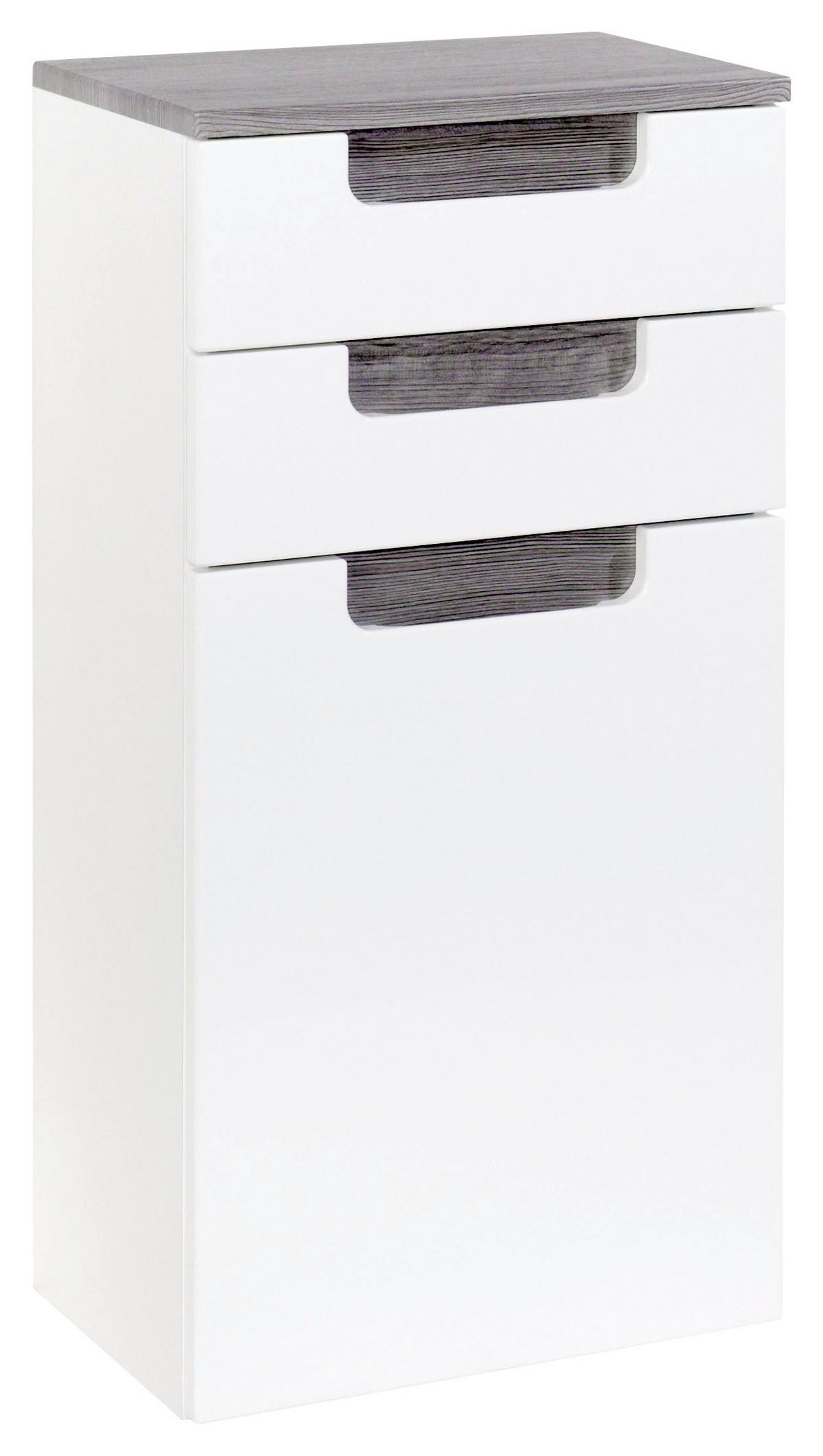 Unterschrank Mit Türdämpfer Siena B: 40cm Weiß/eiche Dekor - Weiß/Silbereichenfarben, MODERN, Holzwerkstoff (40/79/27cm) - Held