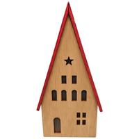 Dekoračný dom LED/tepla biela - prírodná farba/červená, Konventionell, kompozitné drevo (11,5/23/6cm) - Mömax