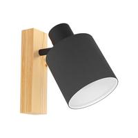 Wandleuchte Batallas 1-Flammig Schwenkbar - Schwarz/Braun, Natur, Holz/Textil (17/10/20,5cm) - Eglo
