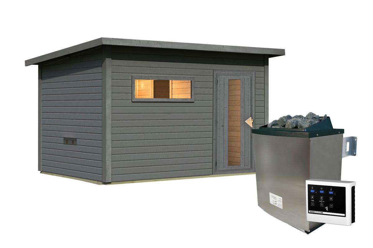 Saunahaus Bente 6 396/217/231 cm - Grau, MODERN, Holz (396/217/231cm)