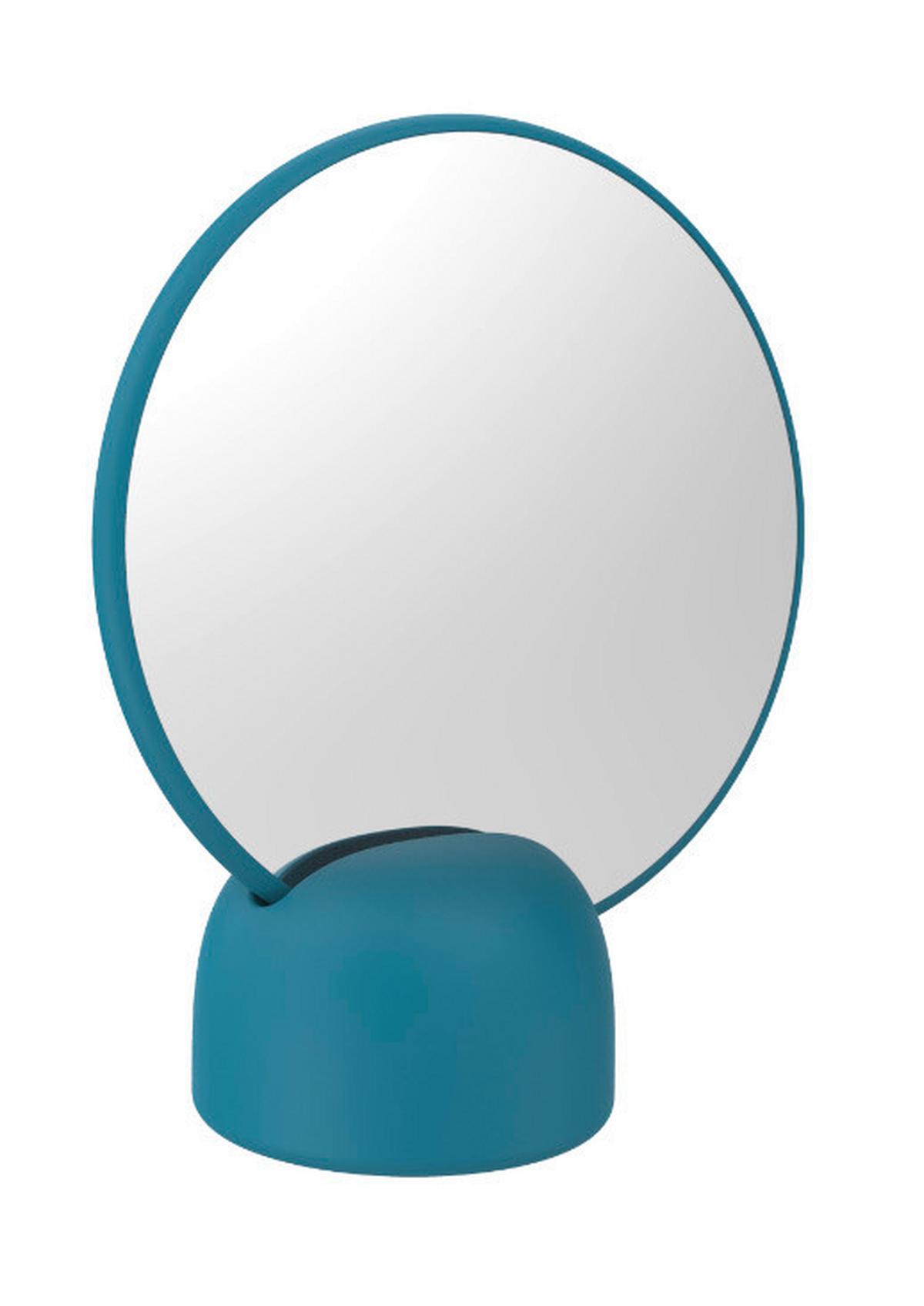 Kozmetické zrkadlo Hug - modrá, Modern, plast/sklo (17/19,8/8,5cm) - Premium Living