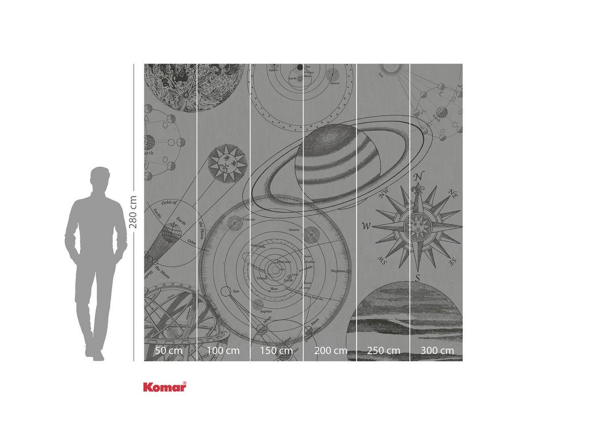 Fototapete Kosmos Sketch - Schwarz/Weiß, Trend, Papier (300/280cm)