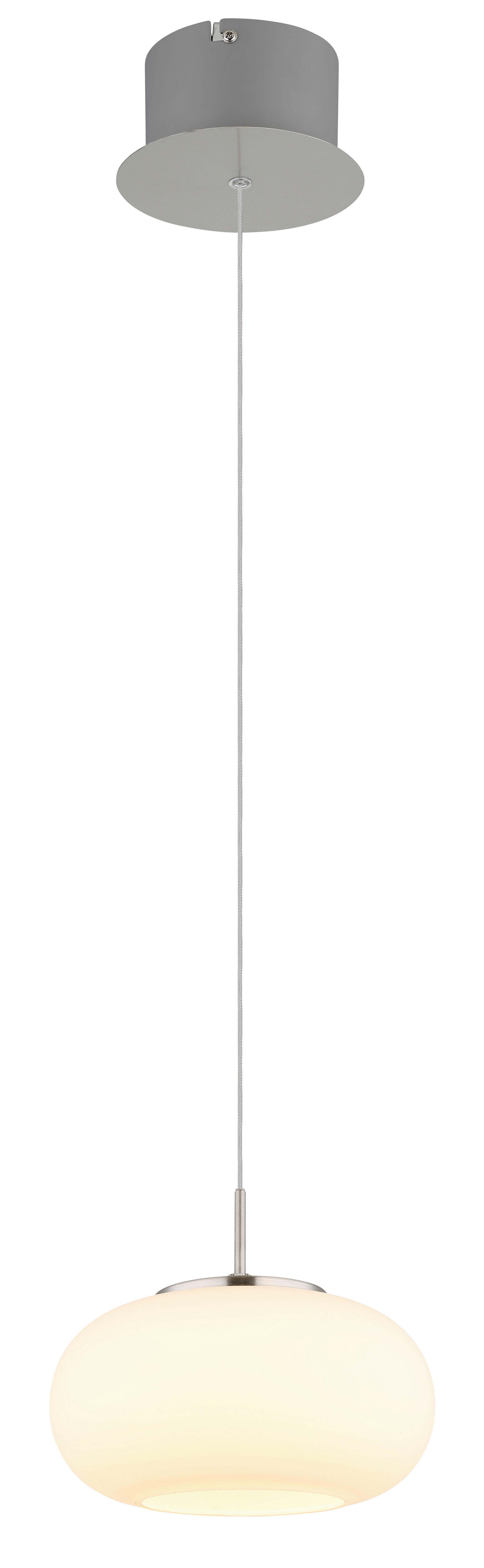 Led-hängeleuchte Opal Nickelfarben Transparent - Transparent/Opal, Design, Glas/Metall (20/150cm) - Globo