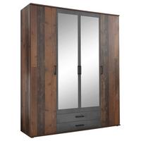 Drehtürenschrank Mit Spiegel 159 Cm Chicago, Akazienfarben - Schieferfarben/Akaziefarben, Basics, Glas/Holzwerkstoff (159/196/53,5cm) - MID.YOU