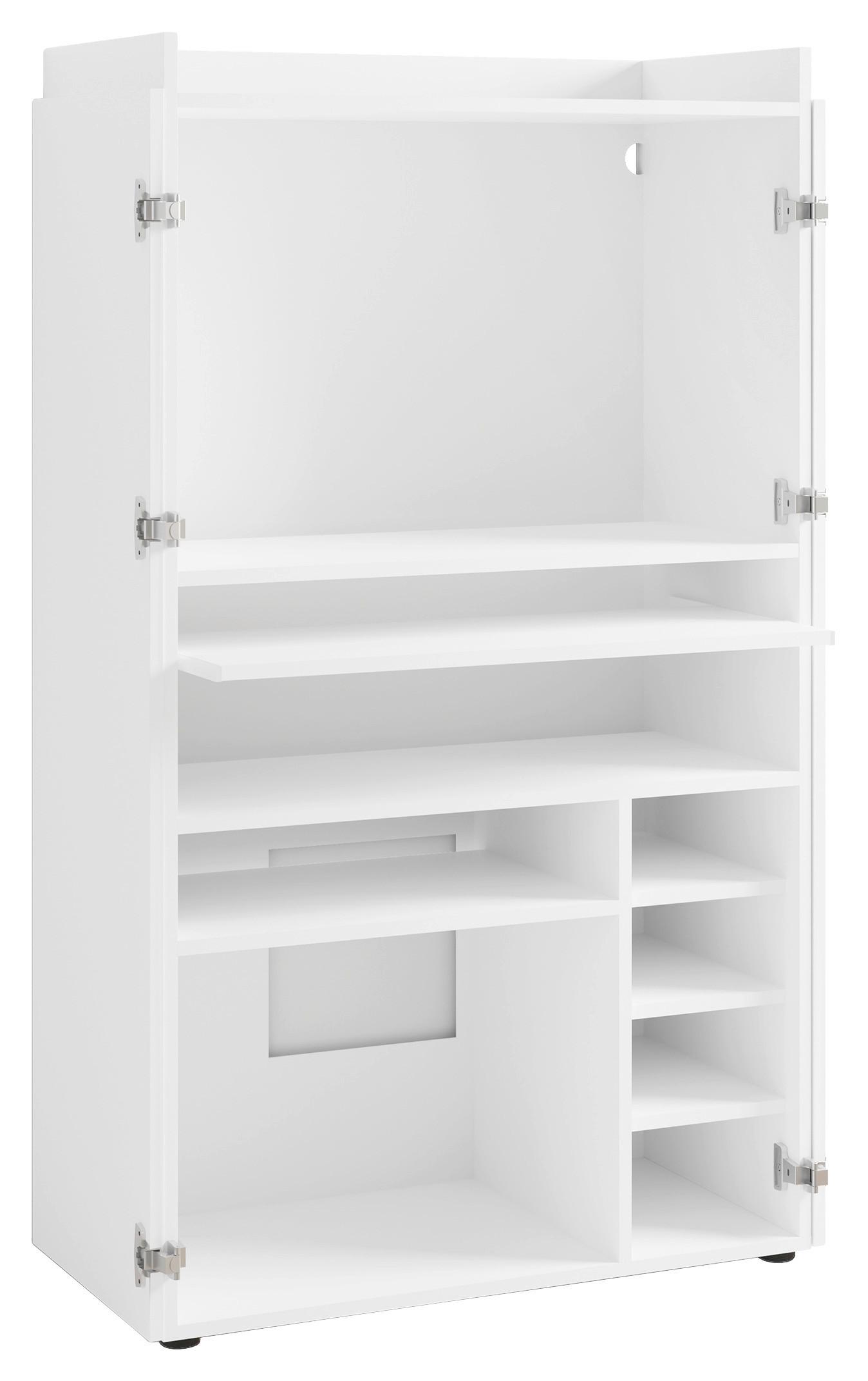 Sekretär Janne B: 80 cm Weiß inkl. Stauraum, Tastaturauszug