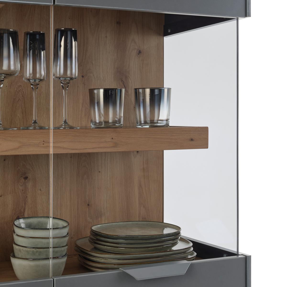 Highboard Jake Anthrazit/Eiche Dekor B:89,1cm - Anthrazit/Eiche Artisan, Trend, Glas/Holzwerkstoff (89,1/137/38cm)