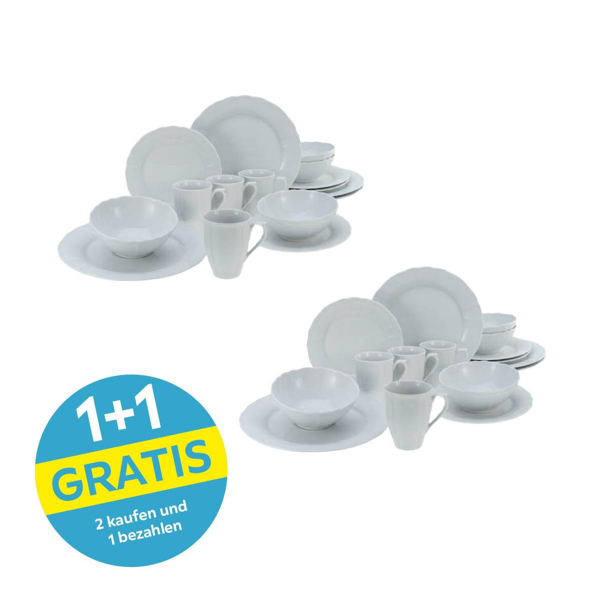 Kombiservice Porzellan 4 Personen Geschirr Set Weiß - Weiß, Keramik (34,5/28/29cm) - Creatable