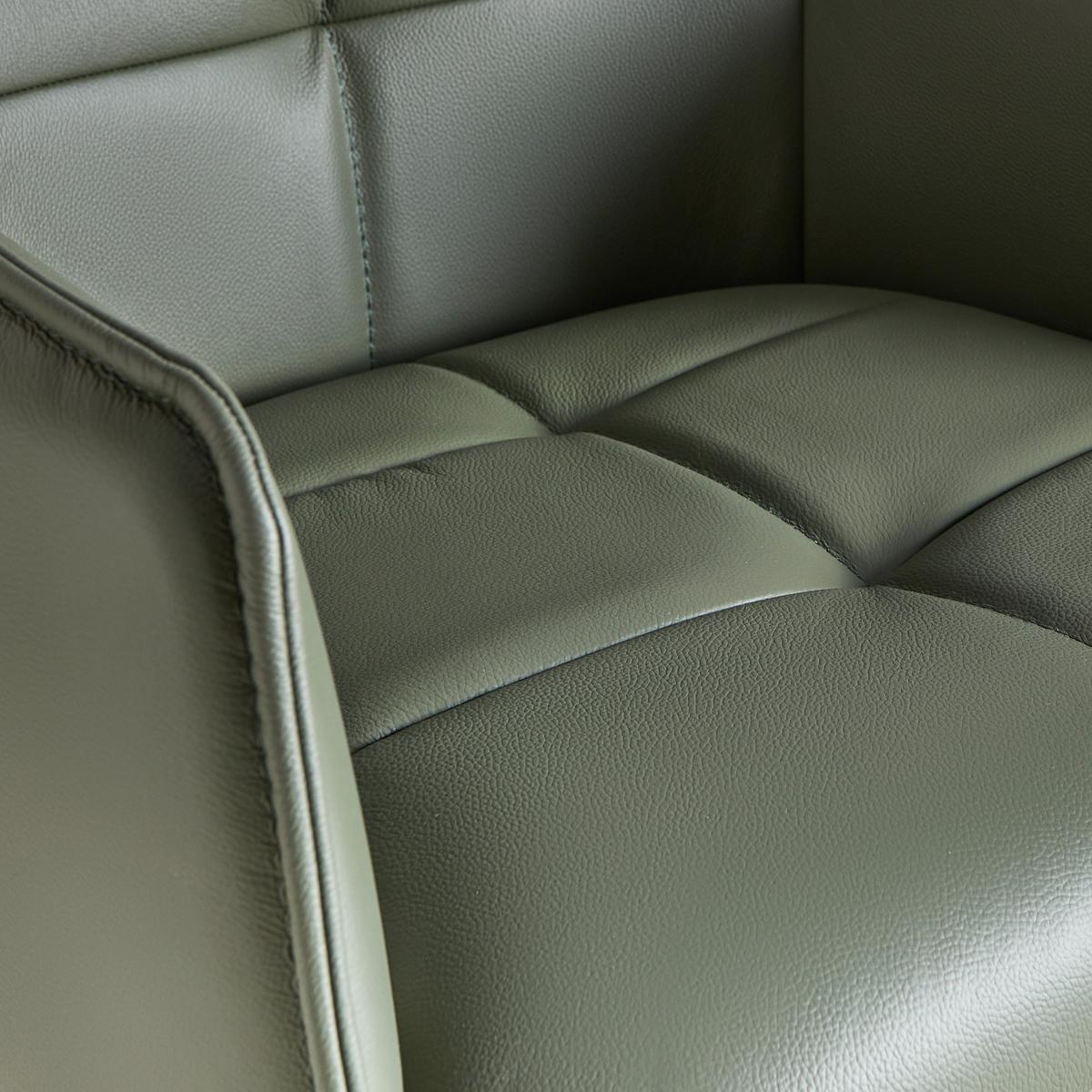 Židle s područkami VINCENT, pravá kůže, zelená - černá/zelená, Moderní, kov/kůže (58/87/63cm) - Premium Living