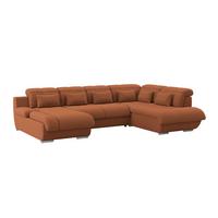 Wohnlandschaft Multi mit Schlaffunktion Terracotta - Chromfarben/Terracotta, MODERN, Textil (228/345/184cm) - Luca Bessoni