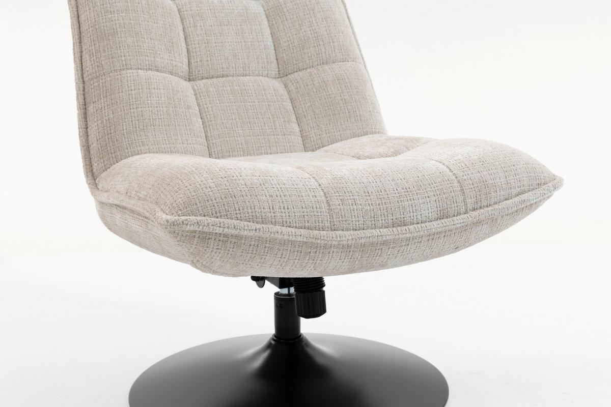 Relaxliege Kairo Creme Sitzfläche drehbar, B: 71 cm - Creme/Schwarz, MODERN, Holz/Textil (71/88/89cm)