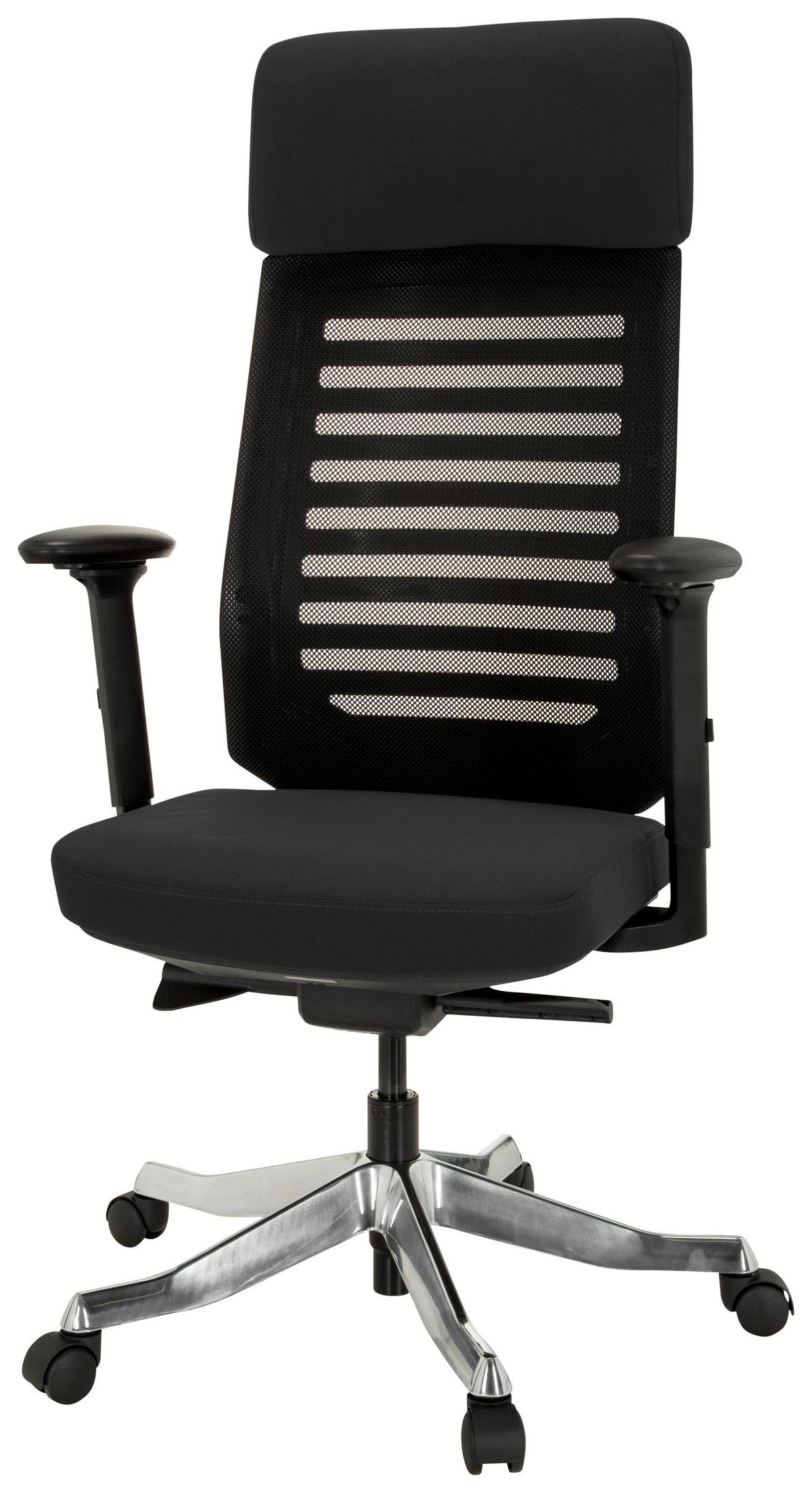 Drehstuhl Asgon Schwarz - Alufarben/Schwarz, MODERN, Kunststoff/Textil (68/119/55cm) - MID.YOU