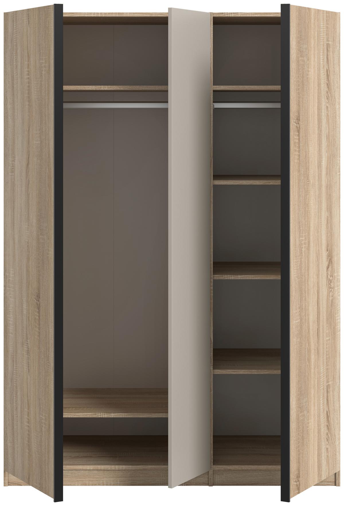 Drehtürenschrank Oakland Sonoma Eiche/Kashmir B: 130 cm - Kaschmir/Sonoma Eiche, MODERN, Holzwerkstoff (130/183/53cm) - MID.YOU