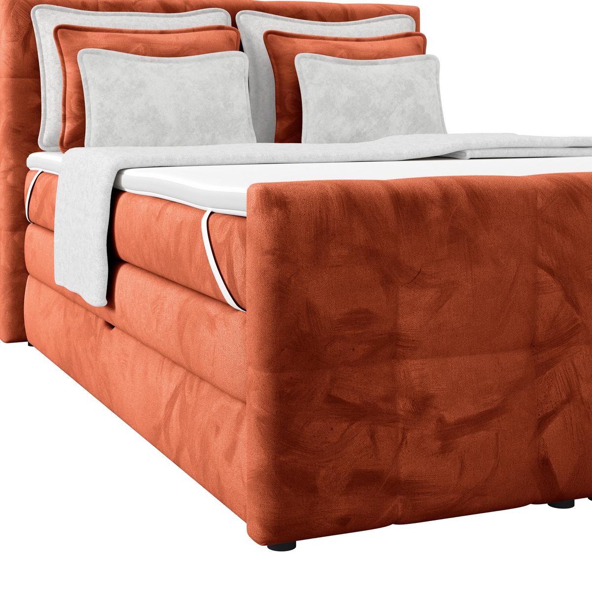 Boxspringbett mit Topper und Bettkasten 140x200 cm Medino - Rostfarben, KONVENTIONELL, Holz/Holzwerkstoff (140/200cm) - Luca Bessoni