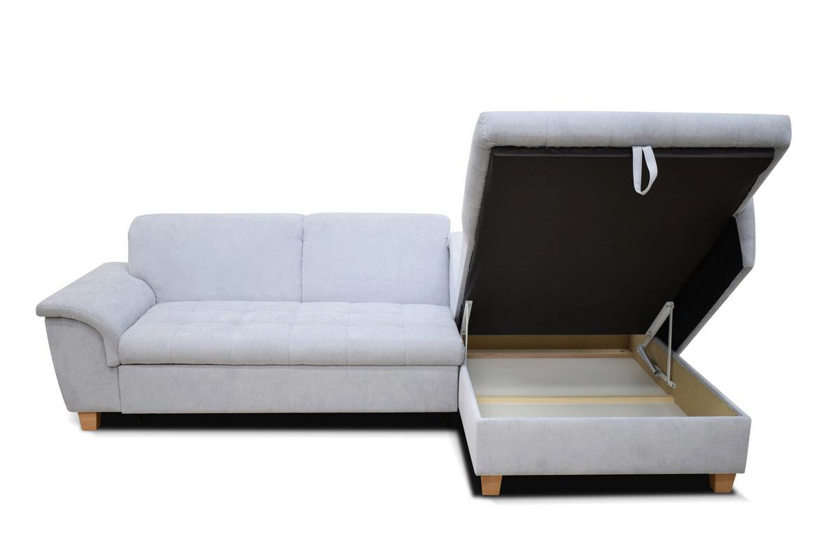 Ecksofa Mit Schlaffunktion Franzi Pastellblau Mikrofaser - Pastellblau/Eichefarben, KONVENTIONELL, Textil (279/170cm) - MID.YOU
