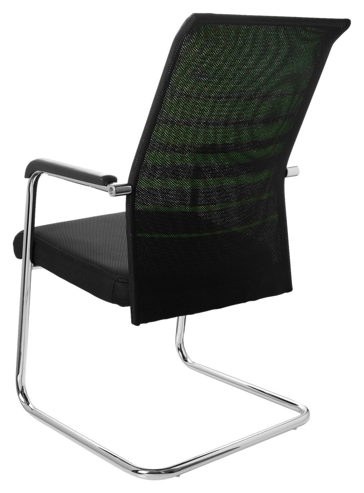 Besucherstuhl mit Armstützen Grün/Schwarz Bis 120 Kg - Chromfarben/Schwarz, MODERN, Kunststoff/Textil (57/104/55cm) - MID.YOU