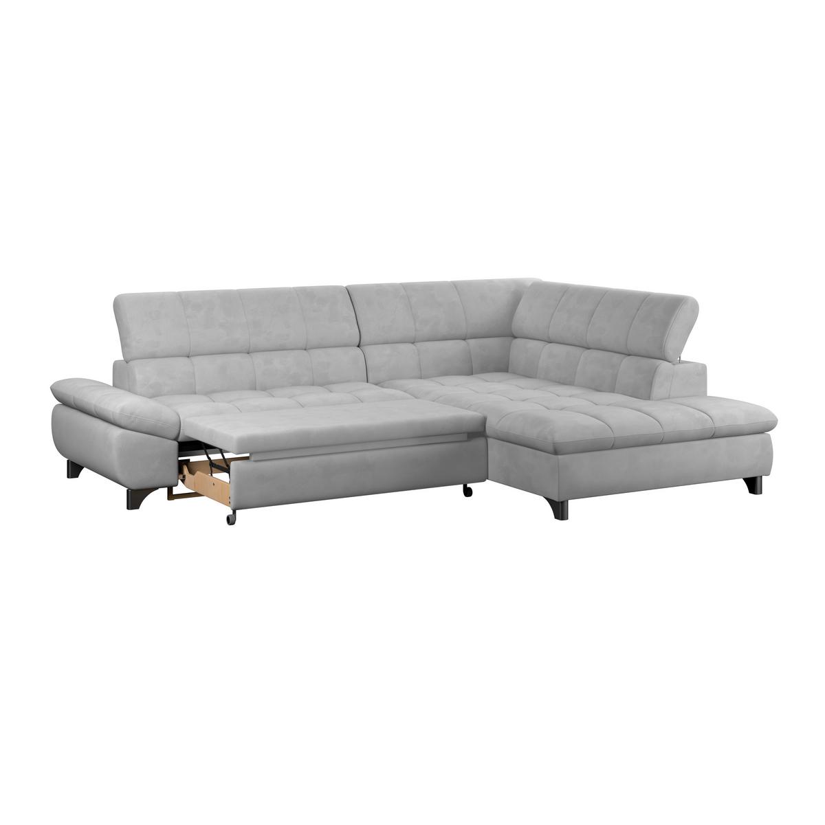 Ecksofa Gemini Hellgrau, B: 312cm - Chromfarben/Hellgrau, KONVENTIONELL, Textil (312/234cm)