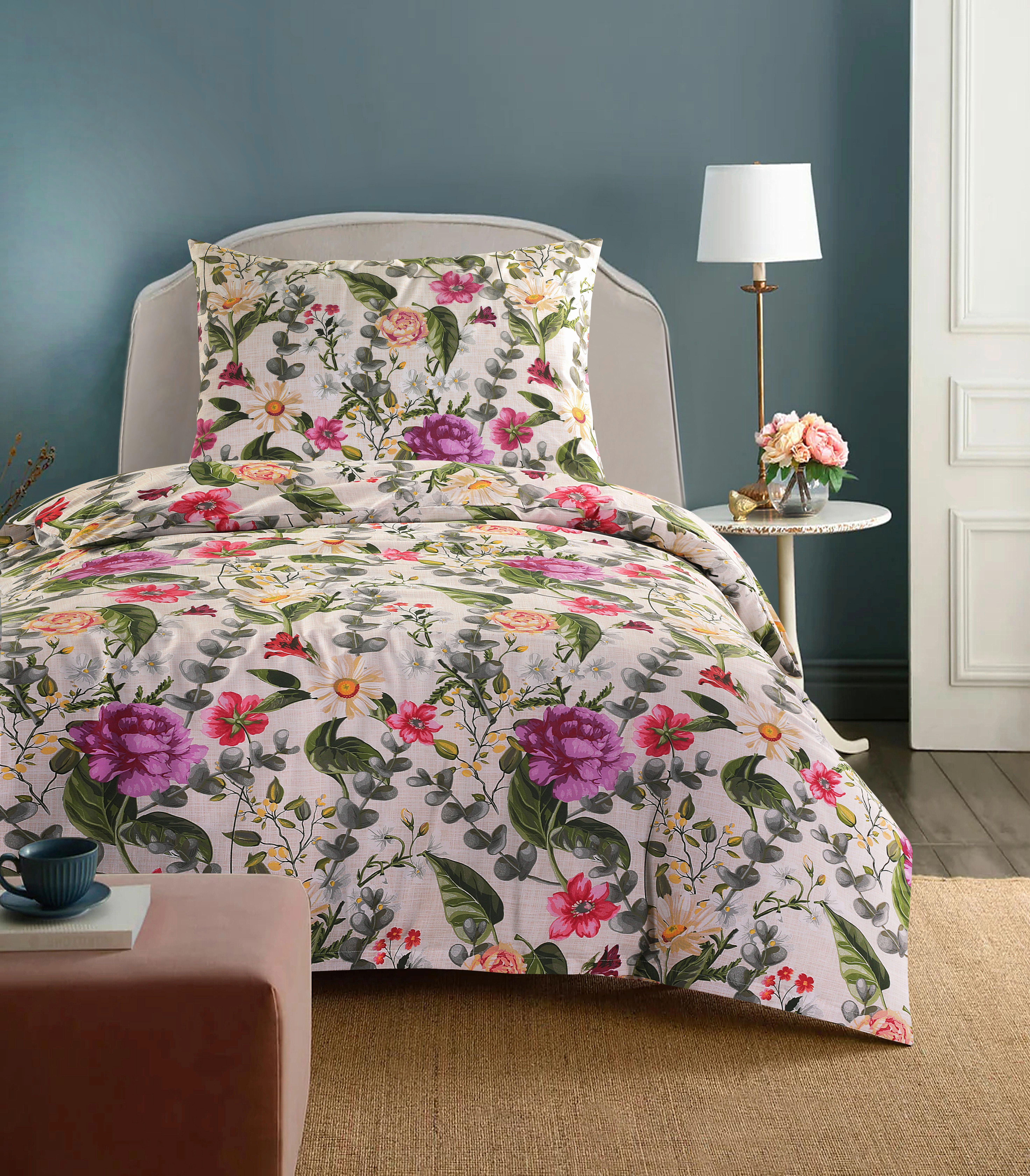 Bettwäsche 140x200 cm Ilse Renforce, Blumdendessin - Multicolor, ROMANTIK / LANDHAUS, Textil - James Wood