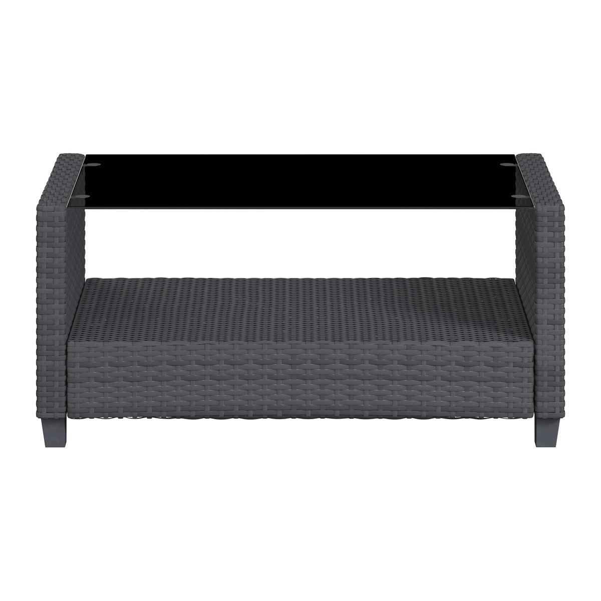 Loungegarnitur Nelson - Schwarz, MODERN, Glas/Kunststoff - Beldano