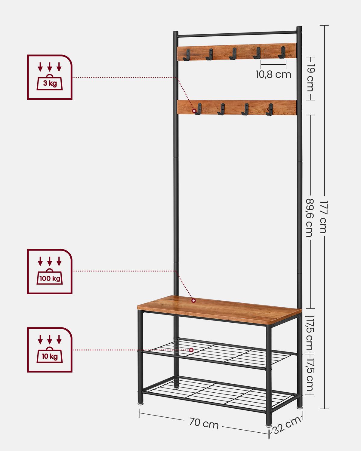 PREDSIEŇOVÝ NÁBYTOK EICHE - čierna/farba duba, Trend, kov/kompozitné drevo (70/175/32cm) - Boxxx