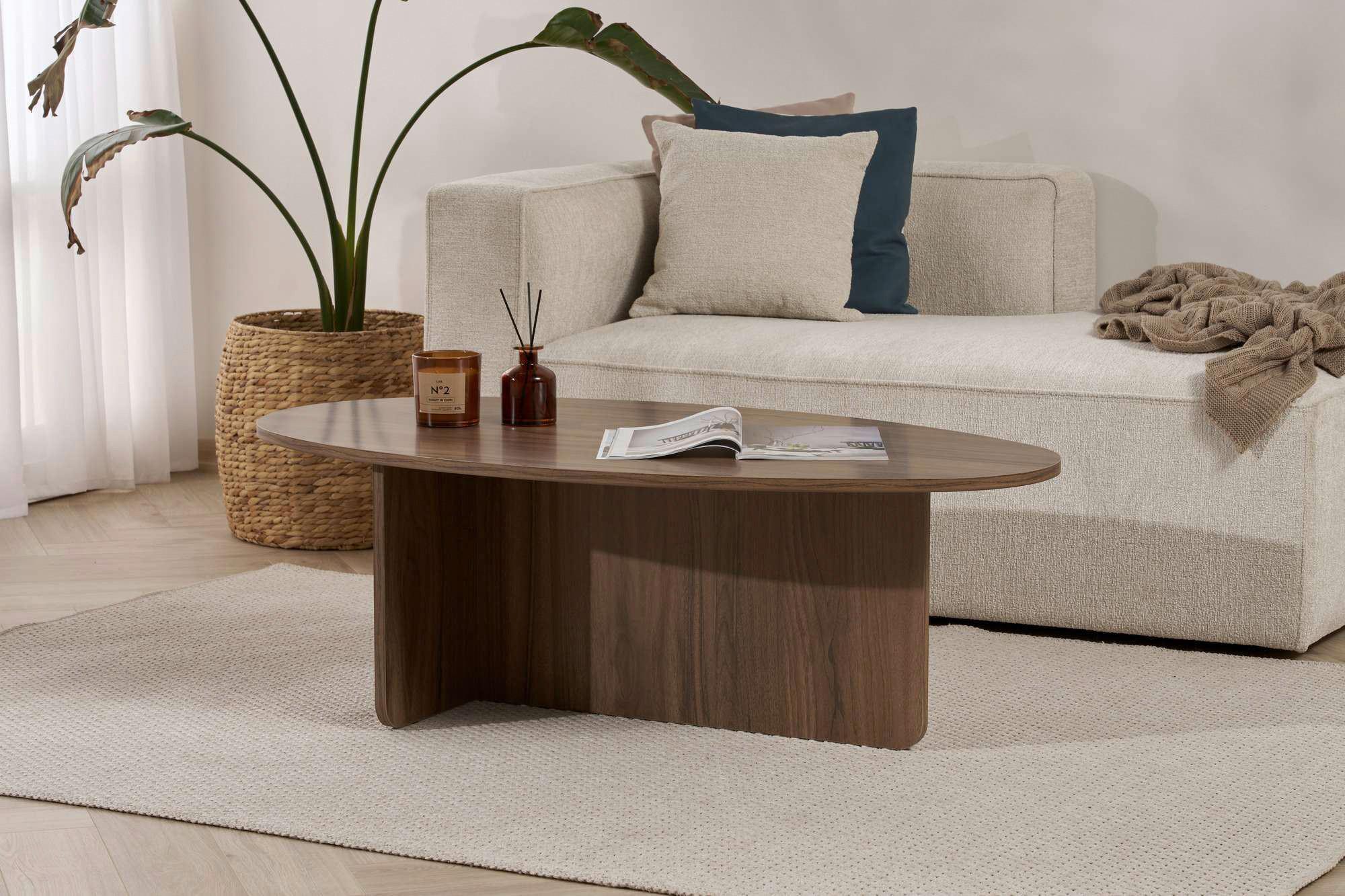 Couchtisch Orba Creme/Walnussfarben L: 120cm - Walnussfarben/Creme, Design, Holzwerkstoff (120/40/65cm) - MID.YOU