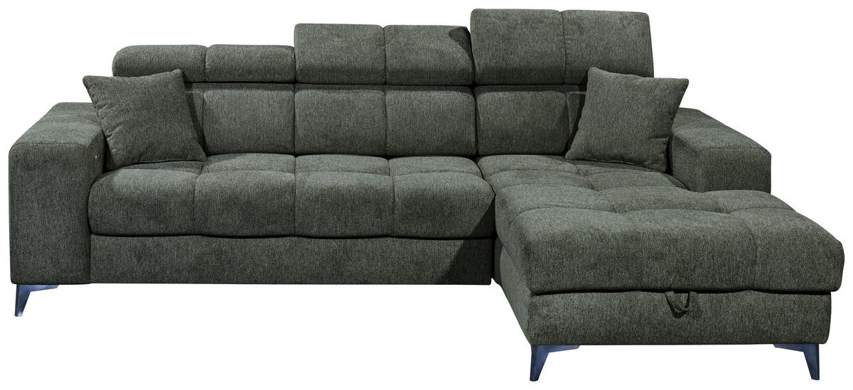 Ecksofa Sydney Dunkelgrün S: 268/172 cm - Dunkelgrün/Schwarz, KONVENTIONELL, Textil (268/172cm) - MID.YOU