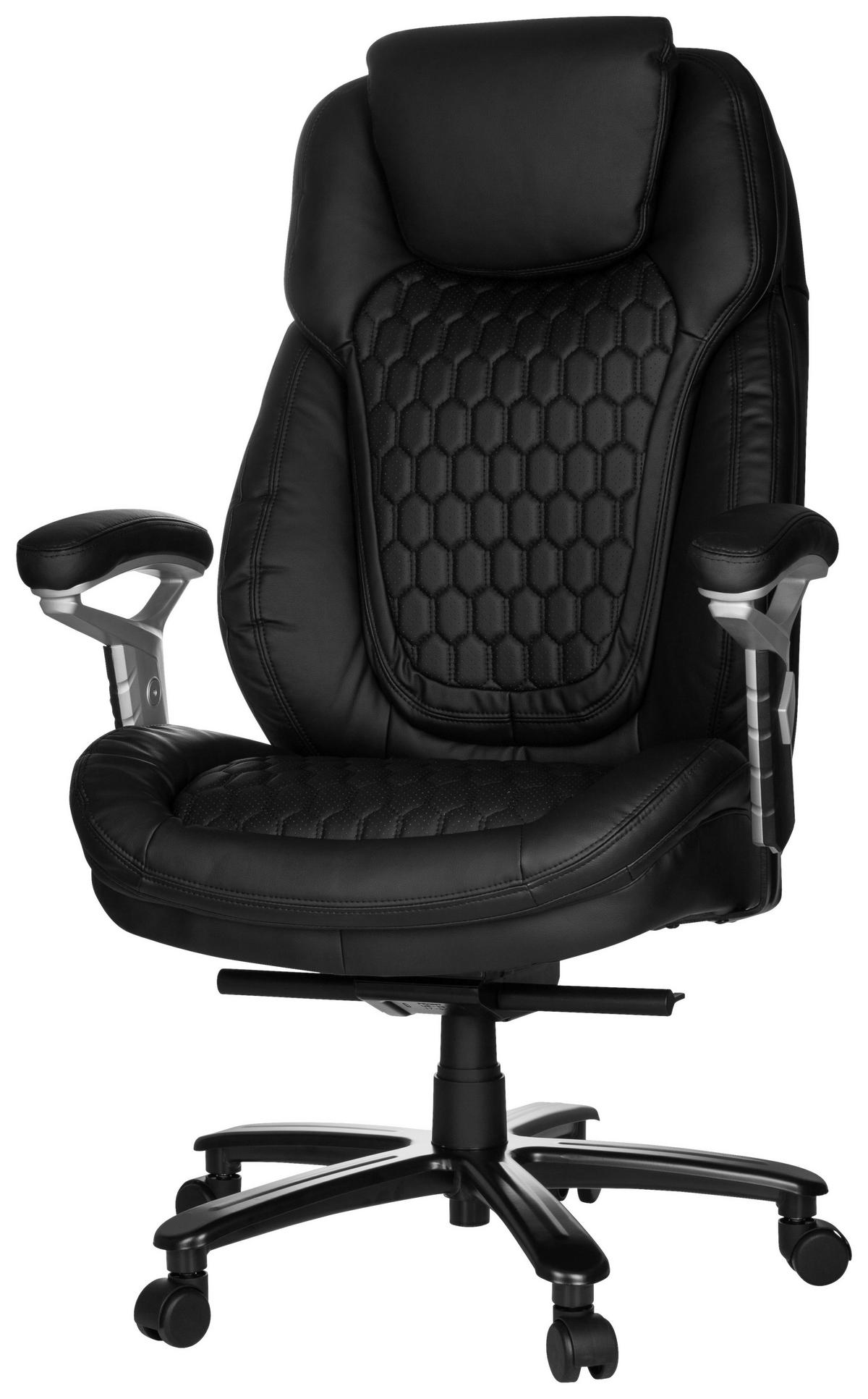 Chefsessel Xxl Pullmann Schwarz - Silberfarben/Schwarz, MODERN, Kunststoff/Textil (73/138/85cm) - MID.YOU