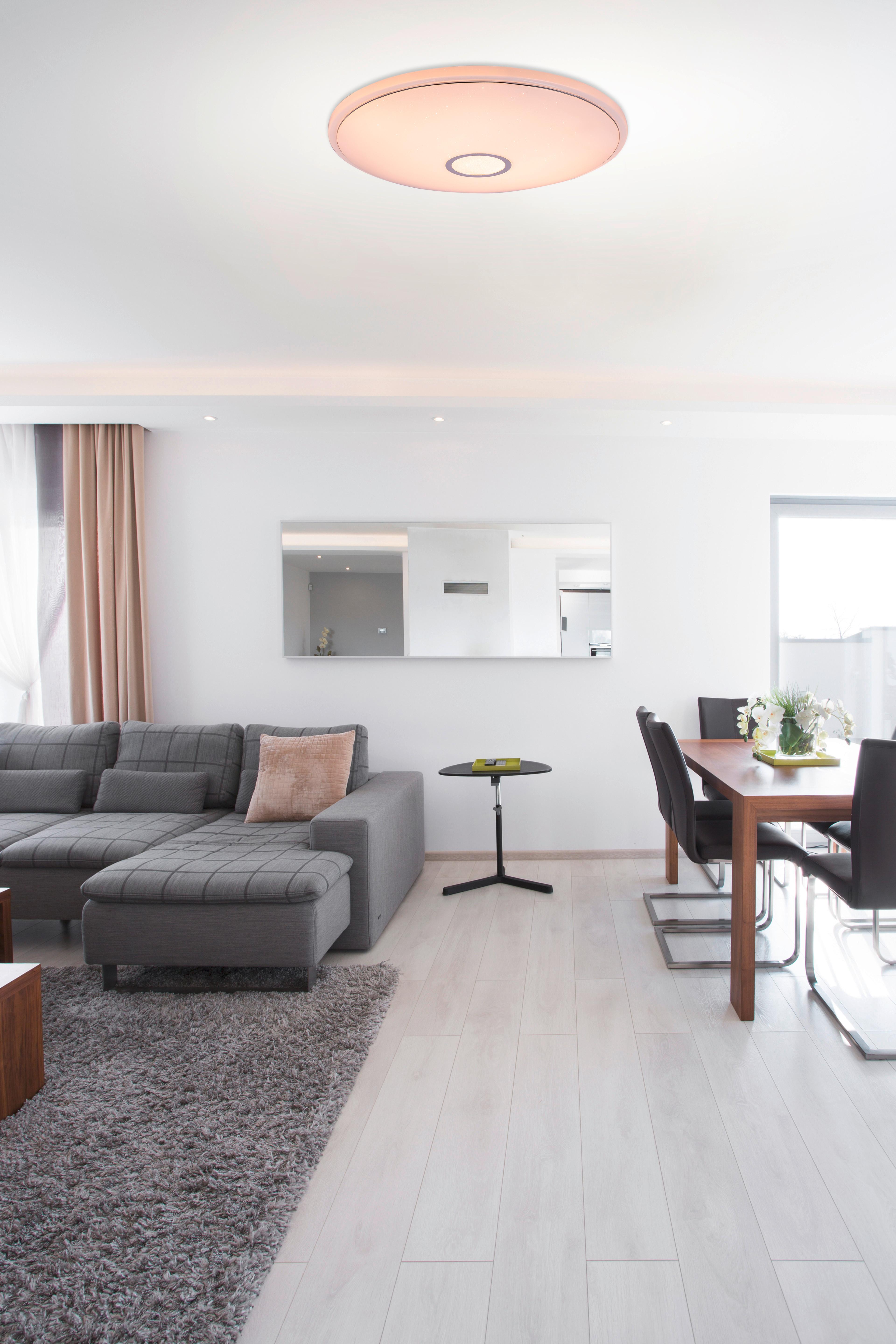 LED-Deckenleuchte Opal Weiß D: 68 cm - Opal/Weiß, Basics, Kunststoff/Metall (68/10cm) - Globo