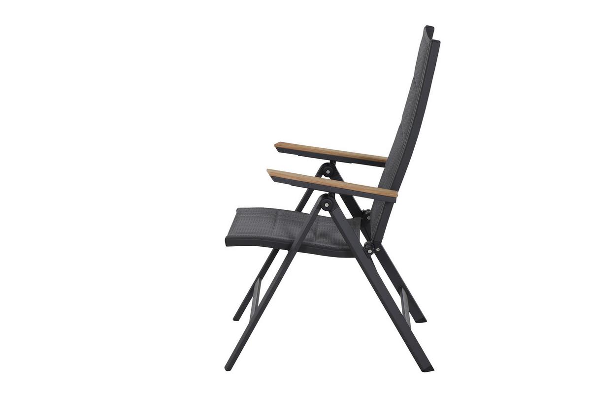 Gartensessel Klappbar Aluminium, Kunststoff - Anthrazit, KONVENTIONELL, Holz/Kunststoff (59/110/68cm) - Siena Garden