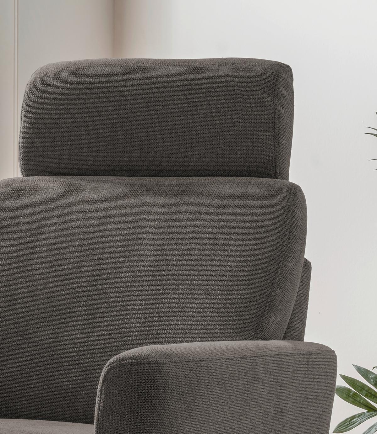 Relaxsessel Centrale T: 87-154 Cm, Graubraun - Graubraun/Schwarz, MODERN, Textil (77/105/87-154cm) - Livetastic