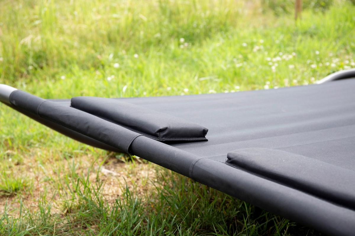Doppel-sonnenliege Gordo Metall/textil - Schwarz, KONVENTIONELL, Textil/Metall (180/48/200cm) - Gardenson
