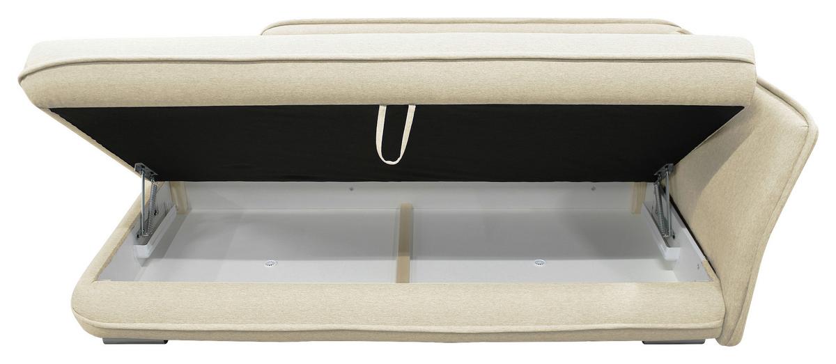 Liege Latte Cremefarben Inkl. Bettkasten Ottomane Rechts - Silberfarben/Creme, Design, Textil (224/84/99/107cm) - MID.YOU