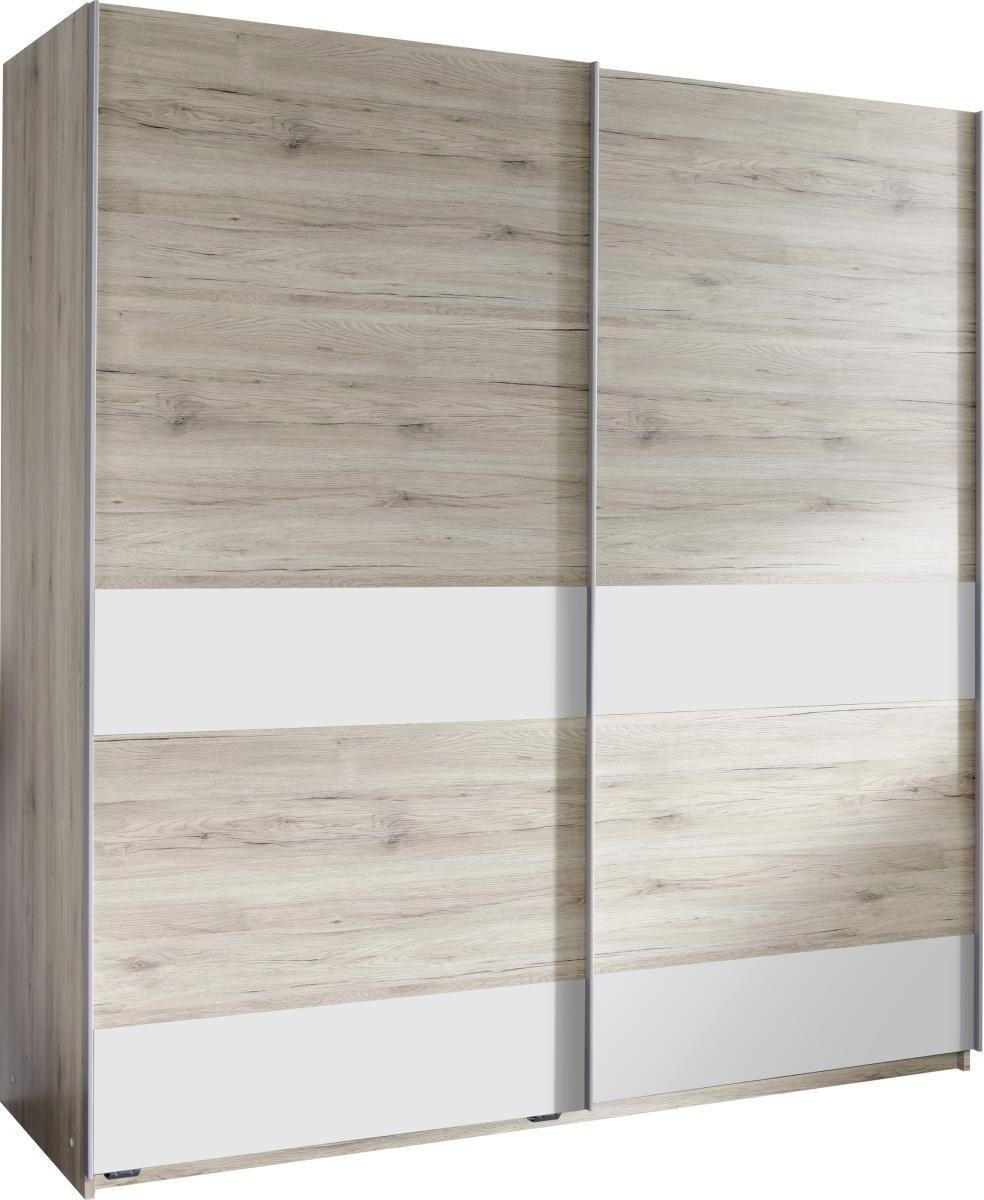 Schwebetürenschrank 135cm Chess, Eiche Dekor/Weiß