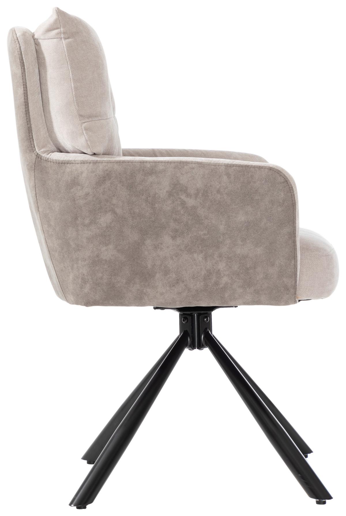 Otoční židle s područkami SOPHIE - černá/béžová, Moderní, kov/textil (60/93/67cm) - Premium Living