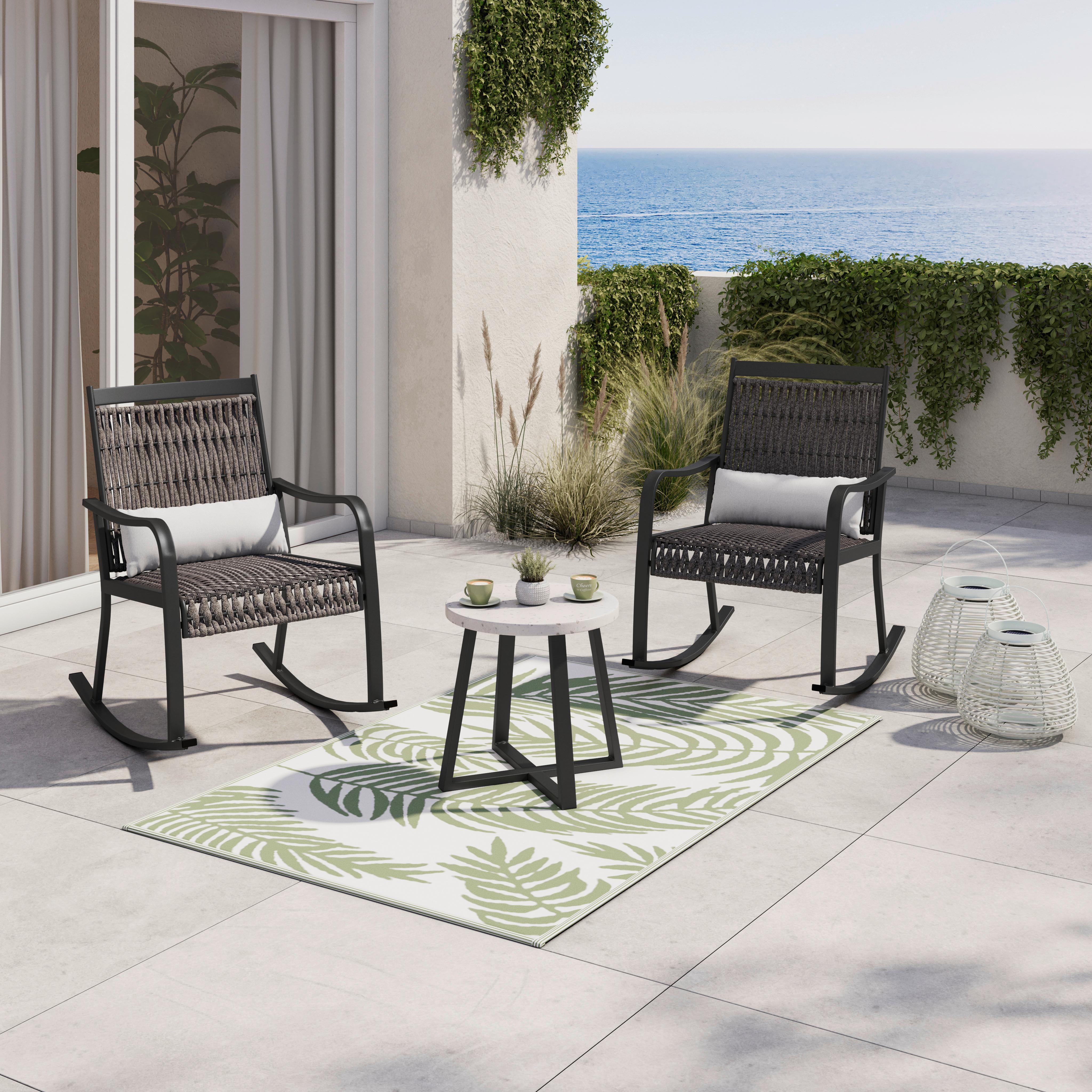 BALKÓNOVÁ ZOSTAVA MATHILDA - čierna/sivá, Modern, kov/textil - Bessagi Garden