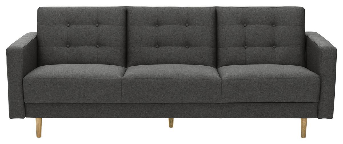 3-Sitzer-Sofa + Schlaffunktion Jasmin mit Armlehnen Anthrazit - Eschefarben/Anthrazit, MODERN, Textil (224/81/83cm) - Max Winzer