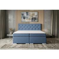 Boxspringbett mit Topper 180x200 Korfu - Chromfarben/Blau, MODERN, Holzwerkstoff/Textil (180/200cm) - MID.YOU