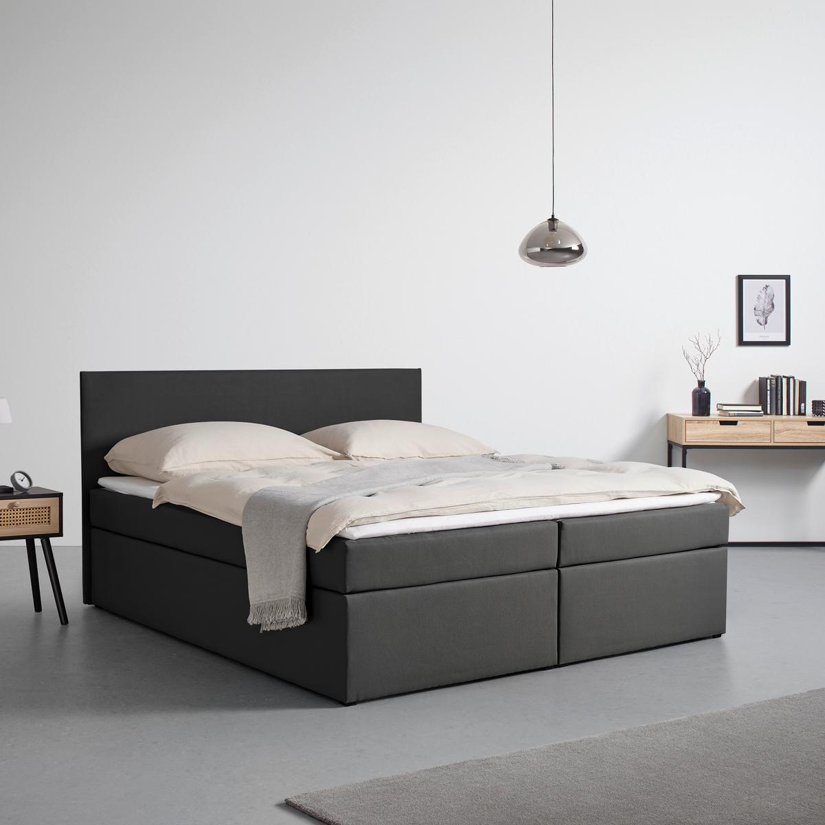 Boxspringová posteľ LUCY 180x200, tmavosivá - tmavosivá, Modern, drevo/kompozitné drevo (180/200cm) - Bessagi Home