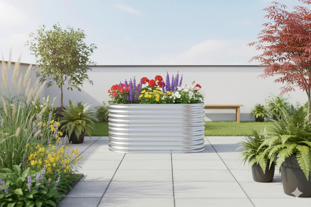 Hochbeet, Silber LxBxH: ca. 160x80x80 cm - Silberfarben, Basics, Metall (160/80/80cm) - Prestige Home