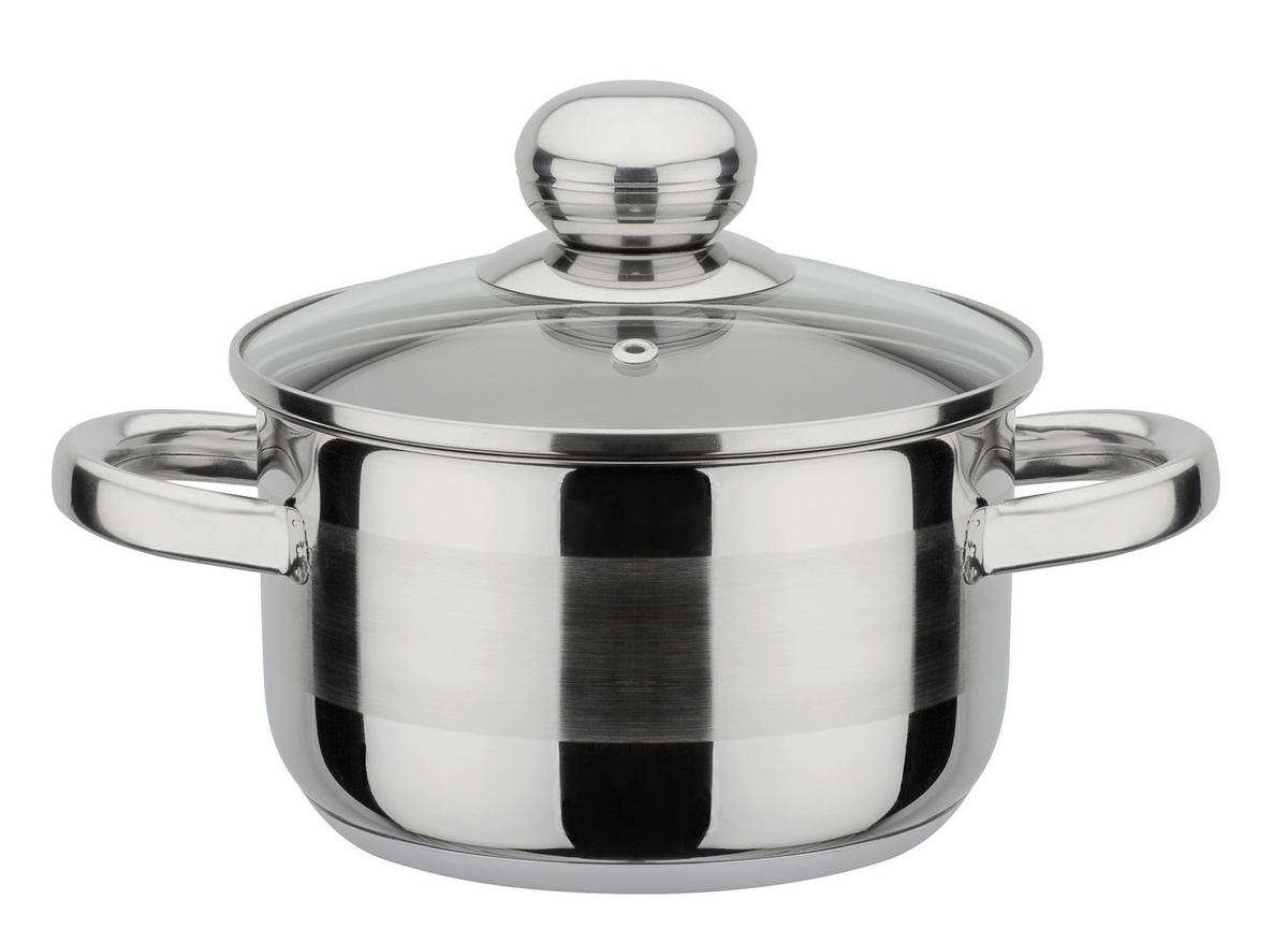 Kochtopfset Edelstahl, 5-teilig - Klar/Edelstahlfarben, Basics, Glas/Metall - GSW