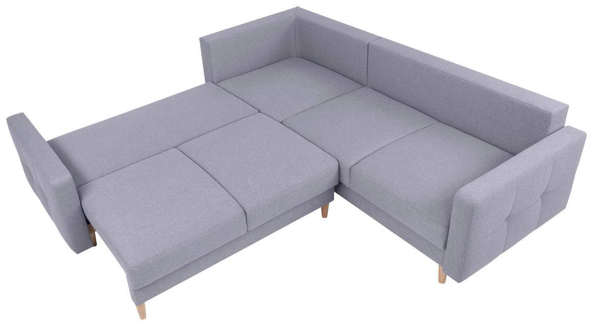 Eckschlafsofa Noret Graublau S: 242/242 cm - Eiche Wotan/Hellgrau, KONVENTIONELL, Textil (242/242cm) - MID.YOU
