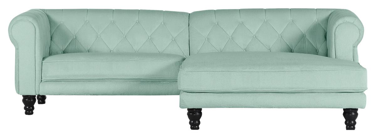 Ecksofa Jonte Mintgrün S: 260x160 cm - Dunkelbraun/Mintgrün, Design, Textil (260/160cm) - MID.YOU