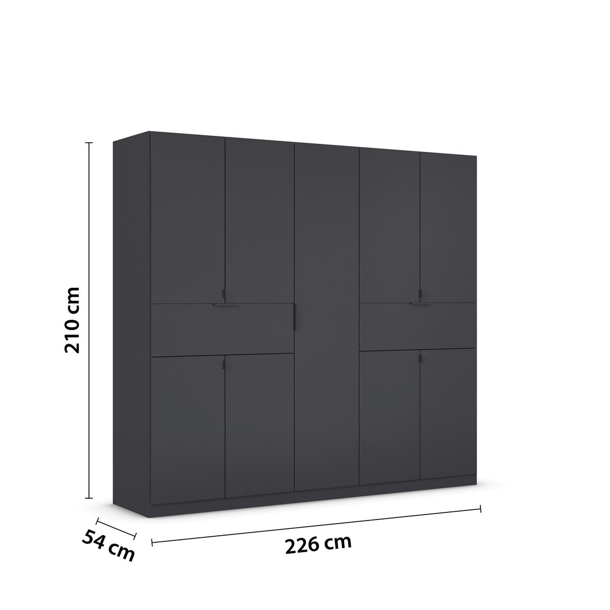 Drehtürenschrank Mit Schubladen 226cm Grau B: - Grau, MODERN, Holzwerkstoff (226/210/54cm) - Rauch Möbel