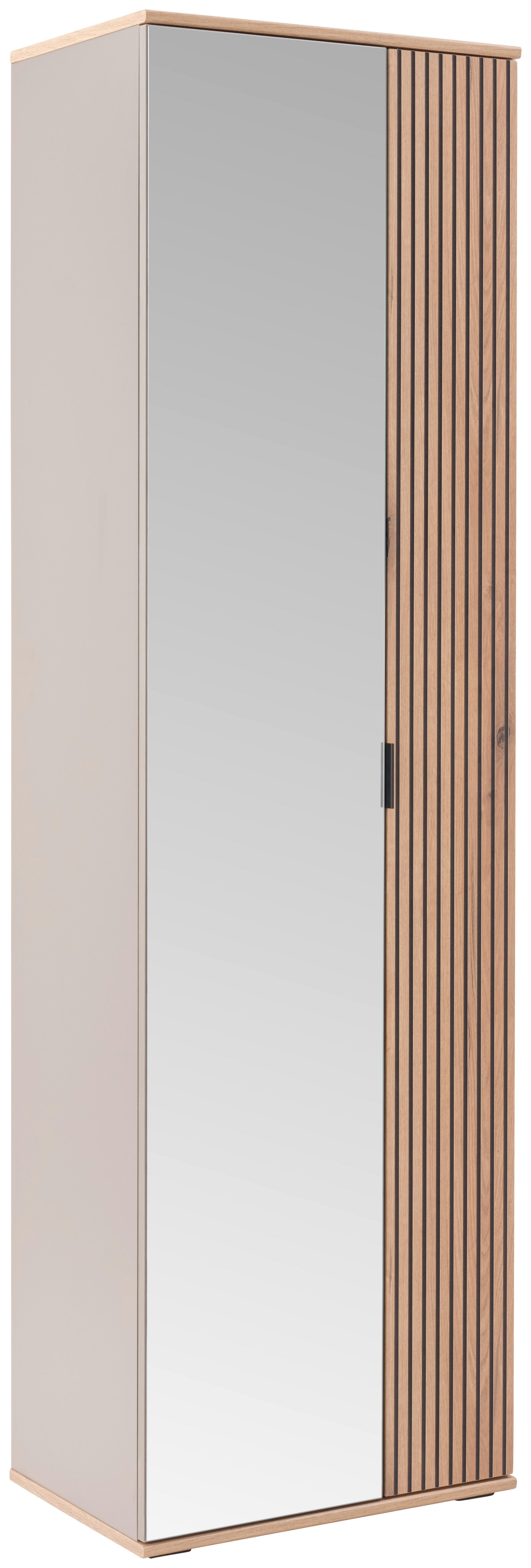 Garderobenschrank Clever Eiche Dekor/Kaschmir B: 55,5cm - Kaschmir/Eichefarben, MODERN, Glas/Holzwerkstoff (55,5/193/38cm)