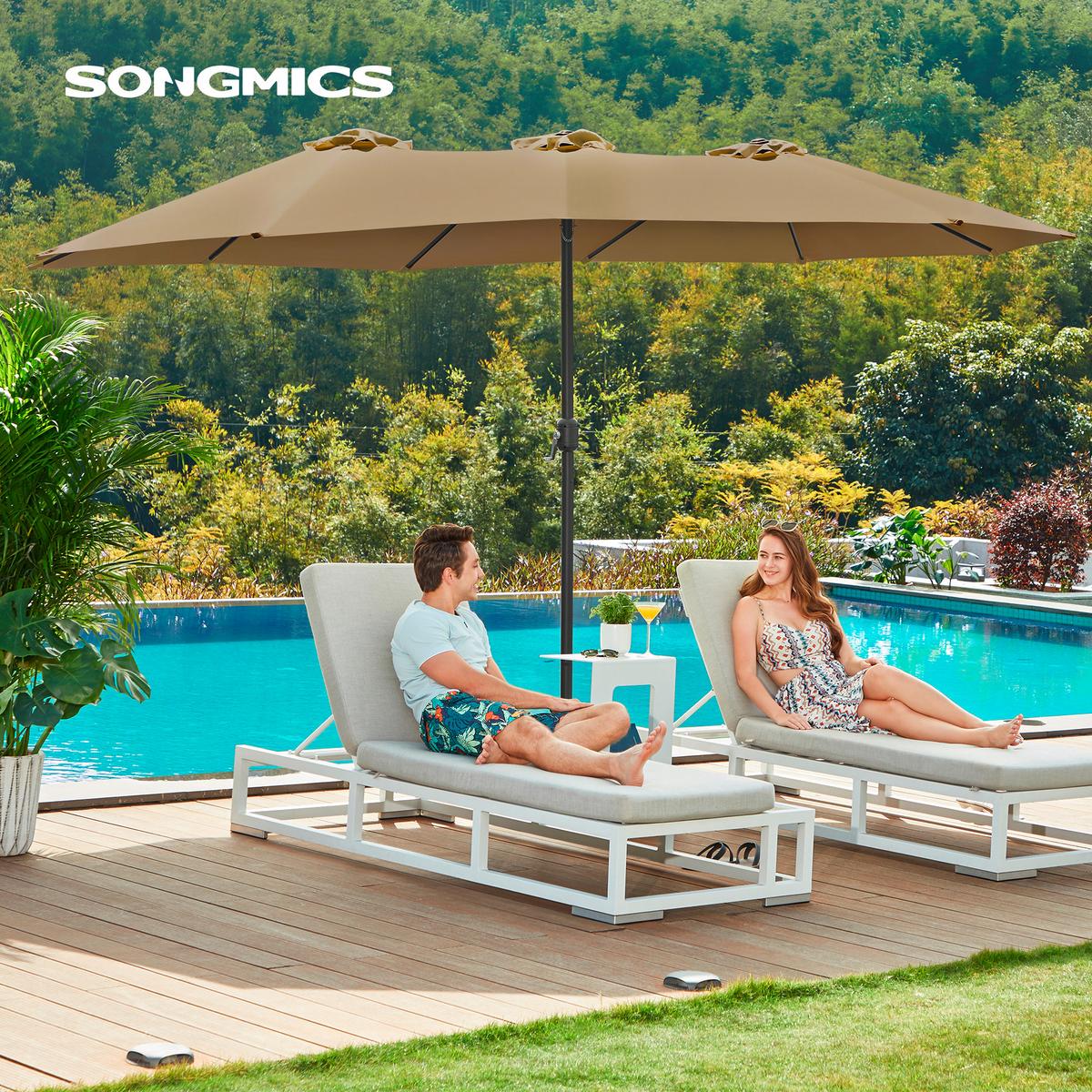 Sonnenschirm Taupe Schwarz BxL: 460x270 cm - Taupe/Schwarz, Basics, Textil/Metall (460/270cm) - Modante