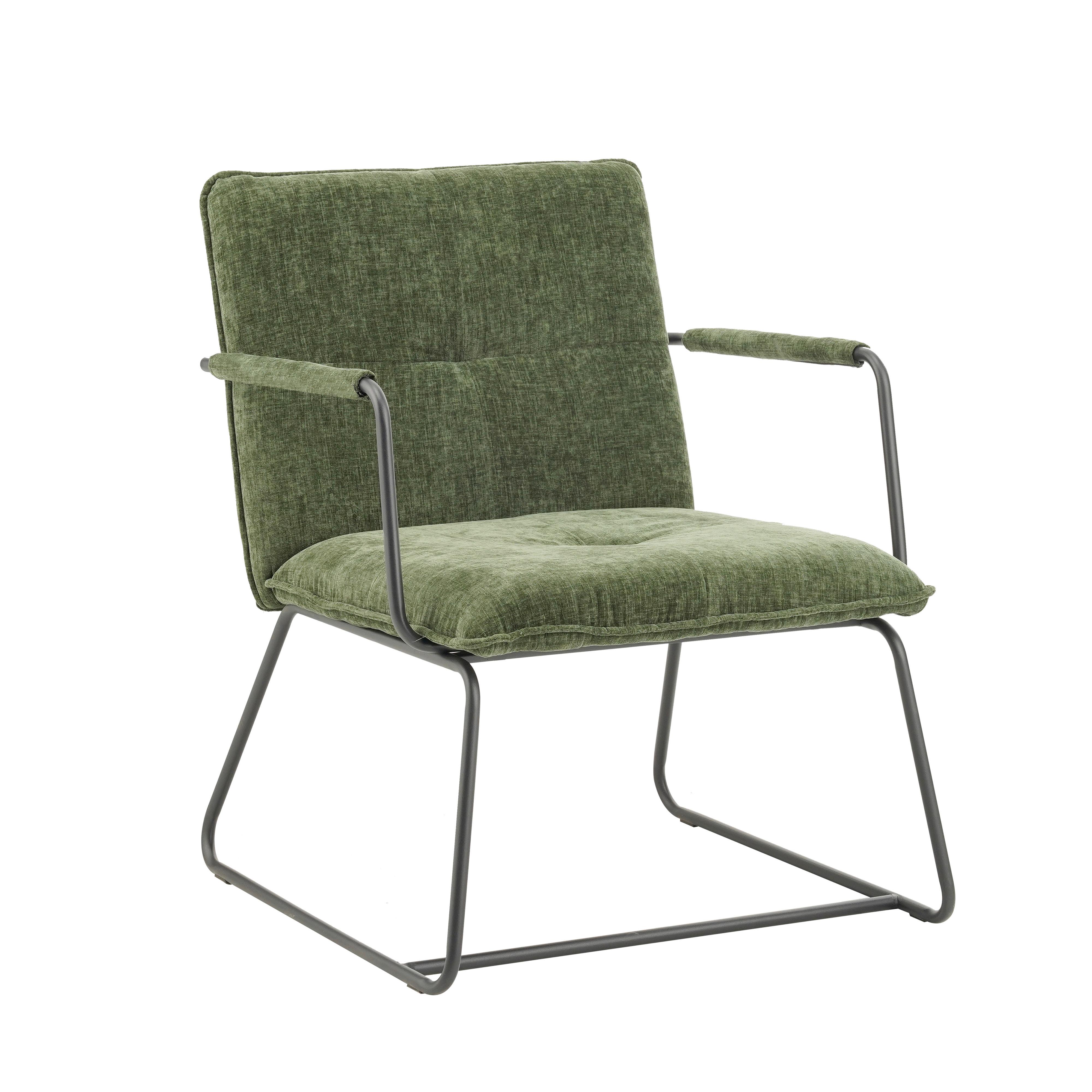 Sessel Bilbao Dunkelgrün B: 65 cm - Dunkelgrün/Schwarz, MODERN, Textil (65/80/68cm) - MID.YOU