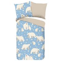 Jugendbettwäsche Polar Bear Blau Beige 135x200 cm - Blau/Beige, Design, Textil (135/200cm)