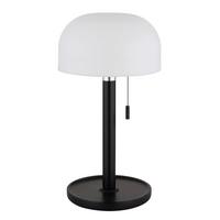 Akku-tischleuchte 21016s Norman - Opal/Schwarz, KONVENTIONELL, Holz/Kunststoff (15/28cm) - Globo