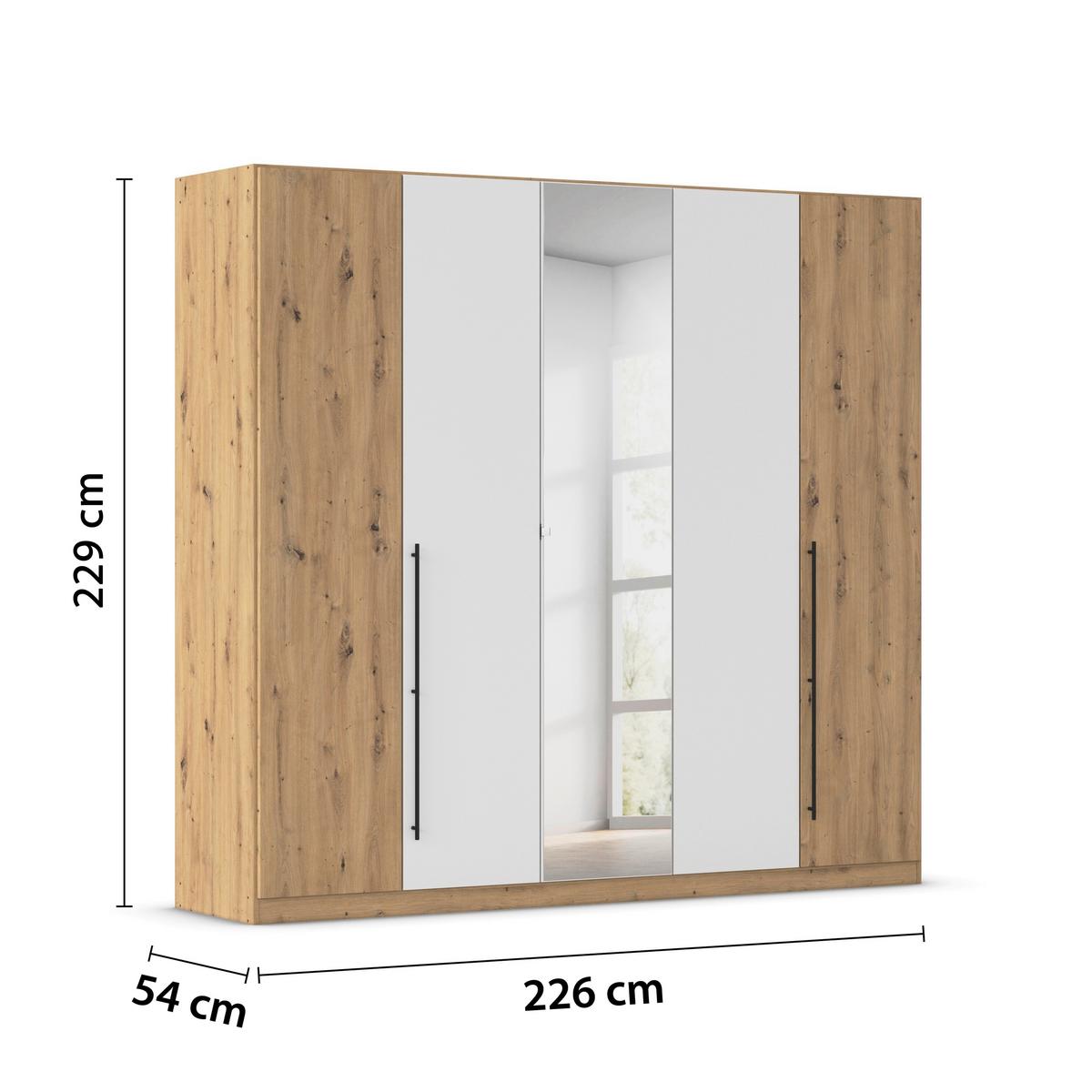 Kleiderschrank Safari B: 226 cm - Weiß/Eiche Artisan, KONVENTIONELL, Holzwerkstoff (226/229/54cm)